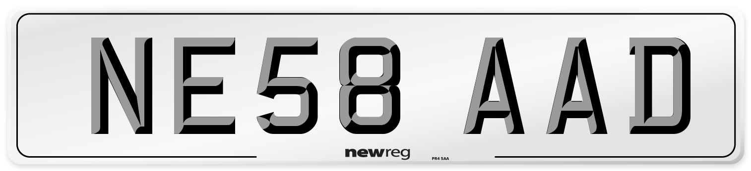 NE58 AAD Number Plate from New Reg